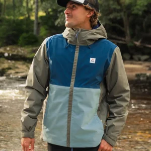 Veste Imperméable Recyclée Downpour - Tidal Blue/Arctic/Dusty Olive