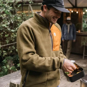 Offgrid 1/2 zip polaire sherpa recyclée - olive foncé