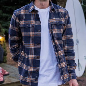 Surchemise Lourd en Coton Bio Rustique - Carreaux Bleu Marine Riche