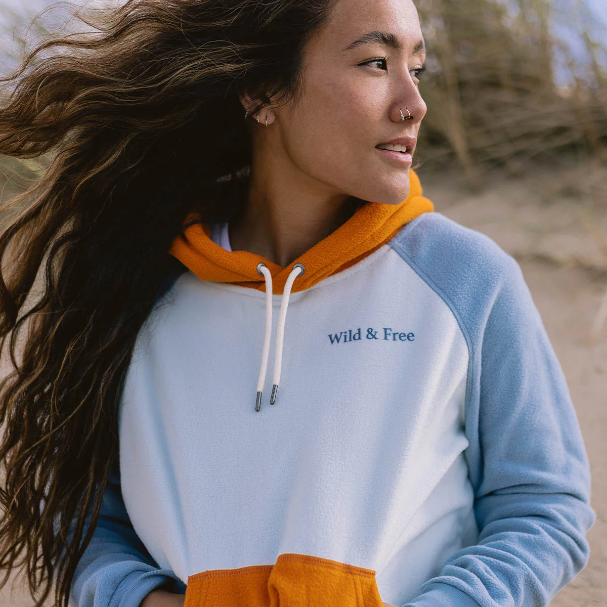 Sweat à Capuche en Polaire Recyclée Arc-en-Ciel - Verre Bleu