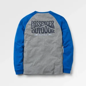 T-shirt manches longues en coton bio Yuca - Bleu Azur Marl