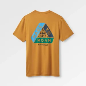 T-shirt recyclé actif de trail - Ocre poussiéreux