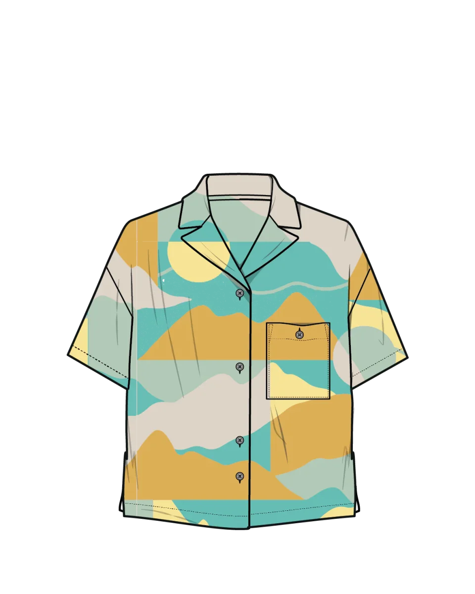 Chemise à manches courtes en lin Arden - Vista Patchwork Jaune – Image 7