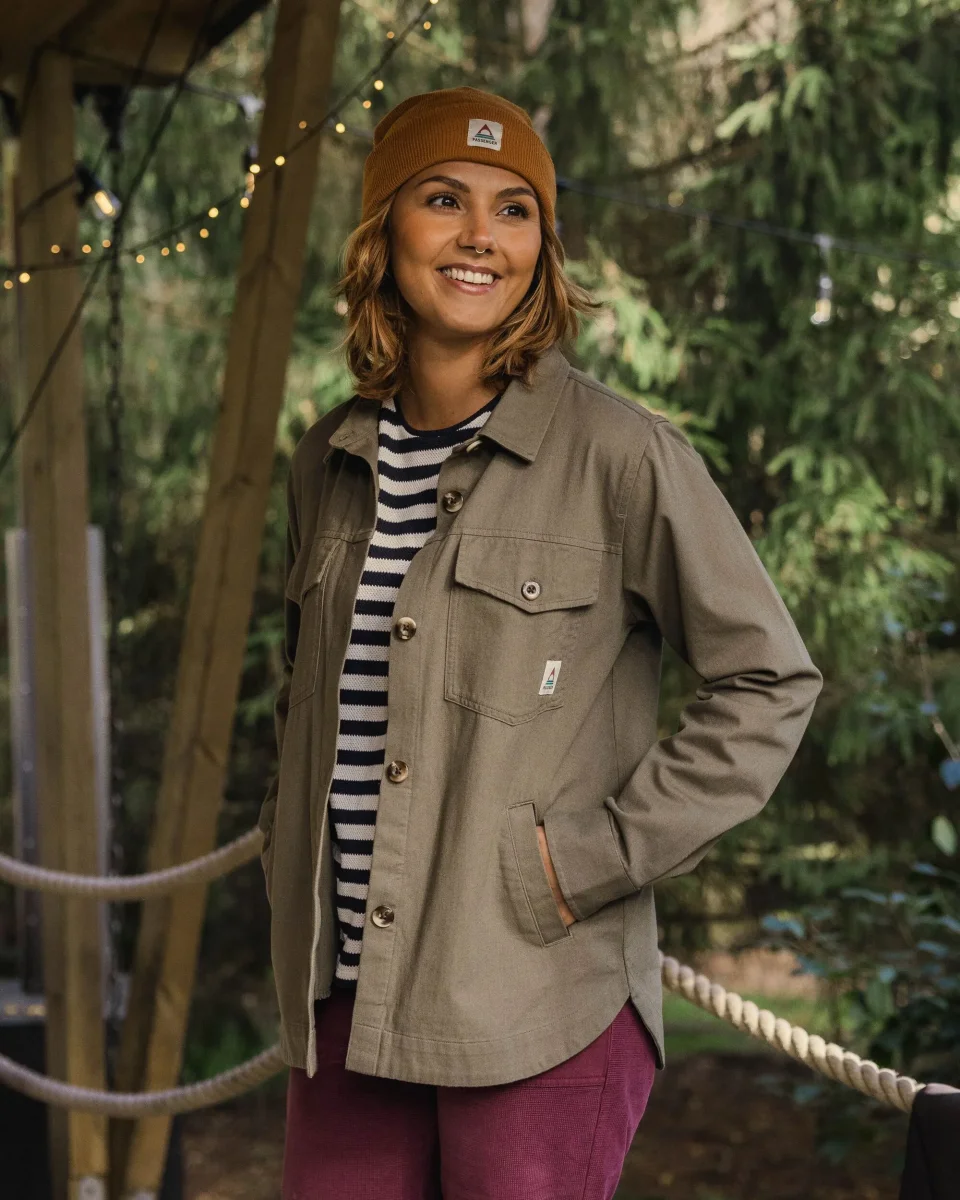 Chemise Stella en coton bio à manches longues - Olive poussiéreux