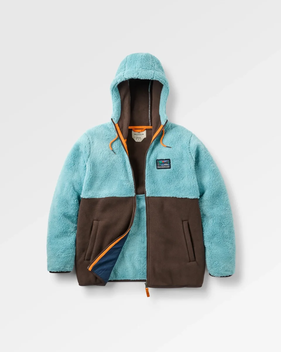 Veste sherpa doublée polaire - bleu rétro/espresso