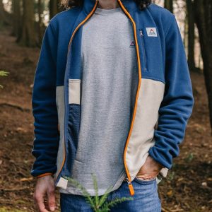 Veste zippée en polaire recyclée - Denim foncé/Avoine