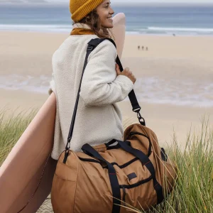 Sac de Sport Weekender 58L en Polyester Recyclé - Marron Doré