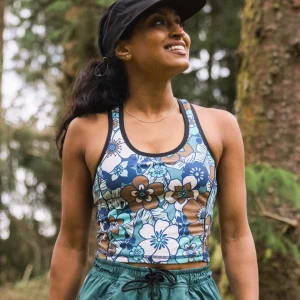 Haut Court Actif Recyclé Mantra - Vintage Floral Aqua