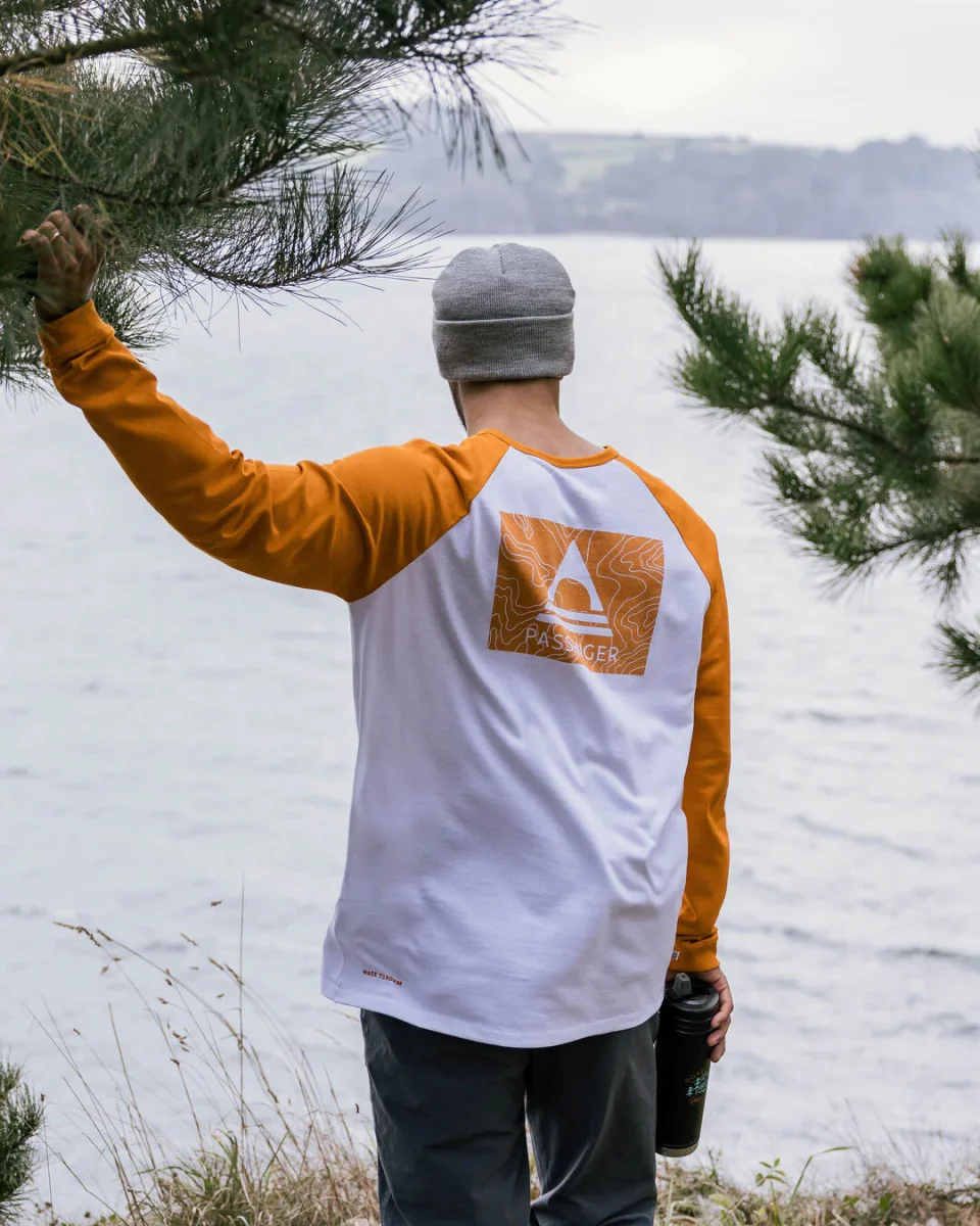 T-shirt à Manches Longues en Coton Recyclé Purpose - Orange Lever de Soleil/Blanc – Image 3