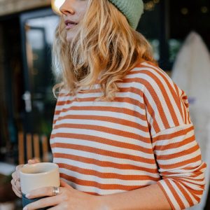 T-shirt à Manches Longues à Rayures Panorama - Gingembre Glacé
