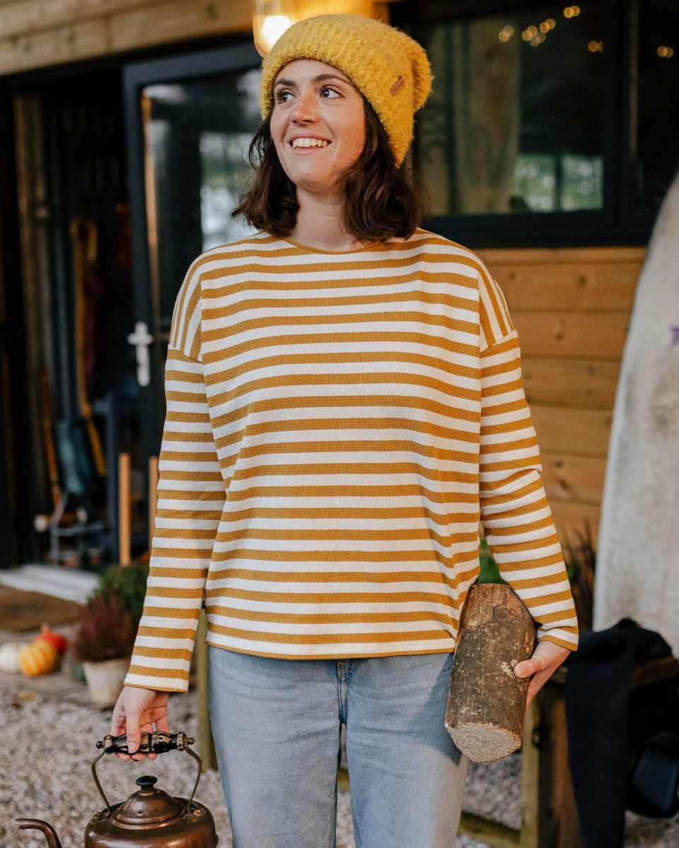 T-shirt à Manches Longues à Rayures Panorama - Or Ambre – Image 3