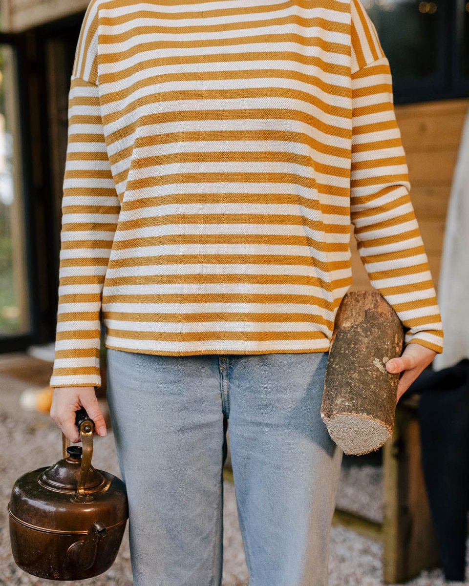 T-shirt à Manches Longues à Rayures Panorama - Or Ambre – Image 5
