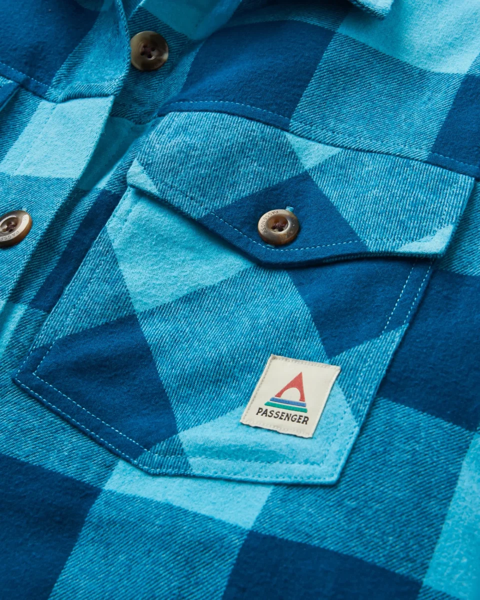 Chemise bio à manches longues Stella - Carreaux bleu rétro – Image 5