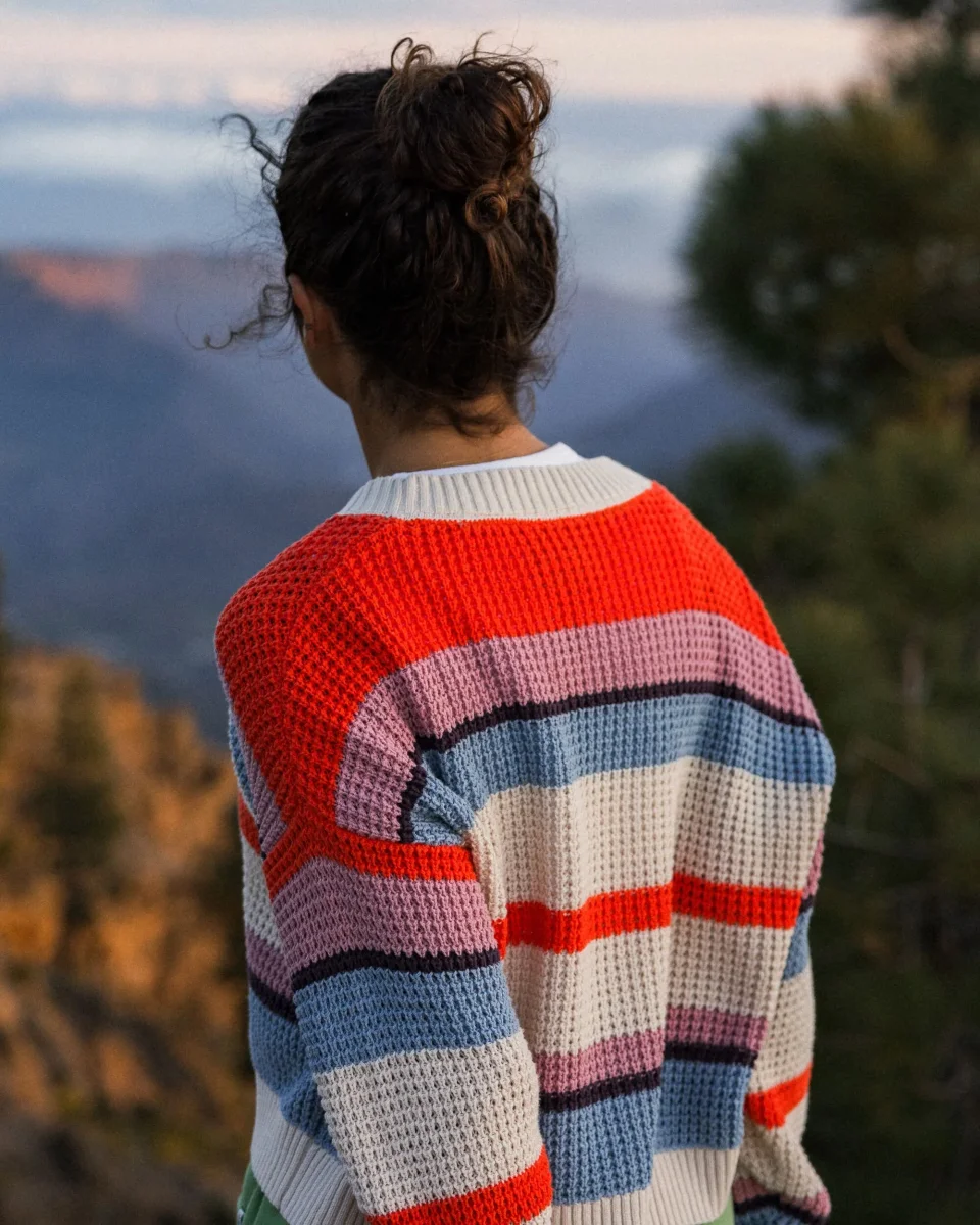 Cardigan Rayé en Maille Reflection - Multi Vintage White Stripe – Image 5