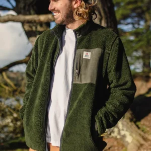 Polaire à Poils Longs en Sherpa Recyclé Trekker - Vert Sapin