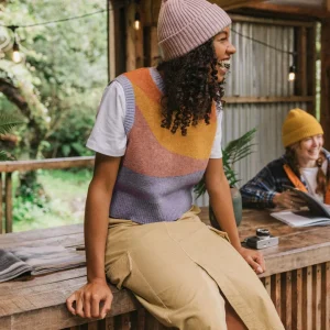 Gilet tricoté recyclé Scenic - orange lever de soleil