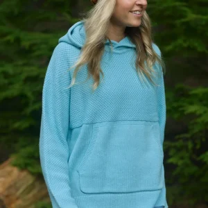 Hoodie tricoté en coton bio Cove 2.0 - Bleu rétro