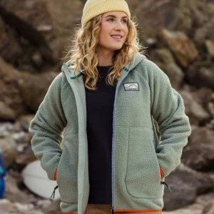 Veste Zippée à Capuche en Sherpa Recyclé North Coast 2.0 - Pistache