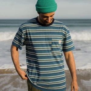 T-shirt coupe décontractée recyclé rétro - Bleu Acier Marl