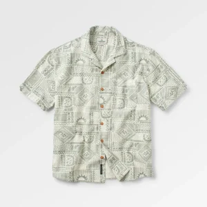 Chemise à manches courtes en coton bio Cove - Patchwork vintage pistache