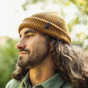 Bonnet en acrylique recyclé Compass - Marron doré