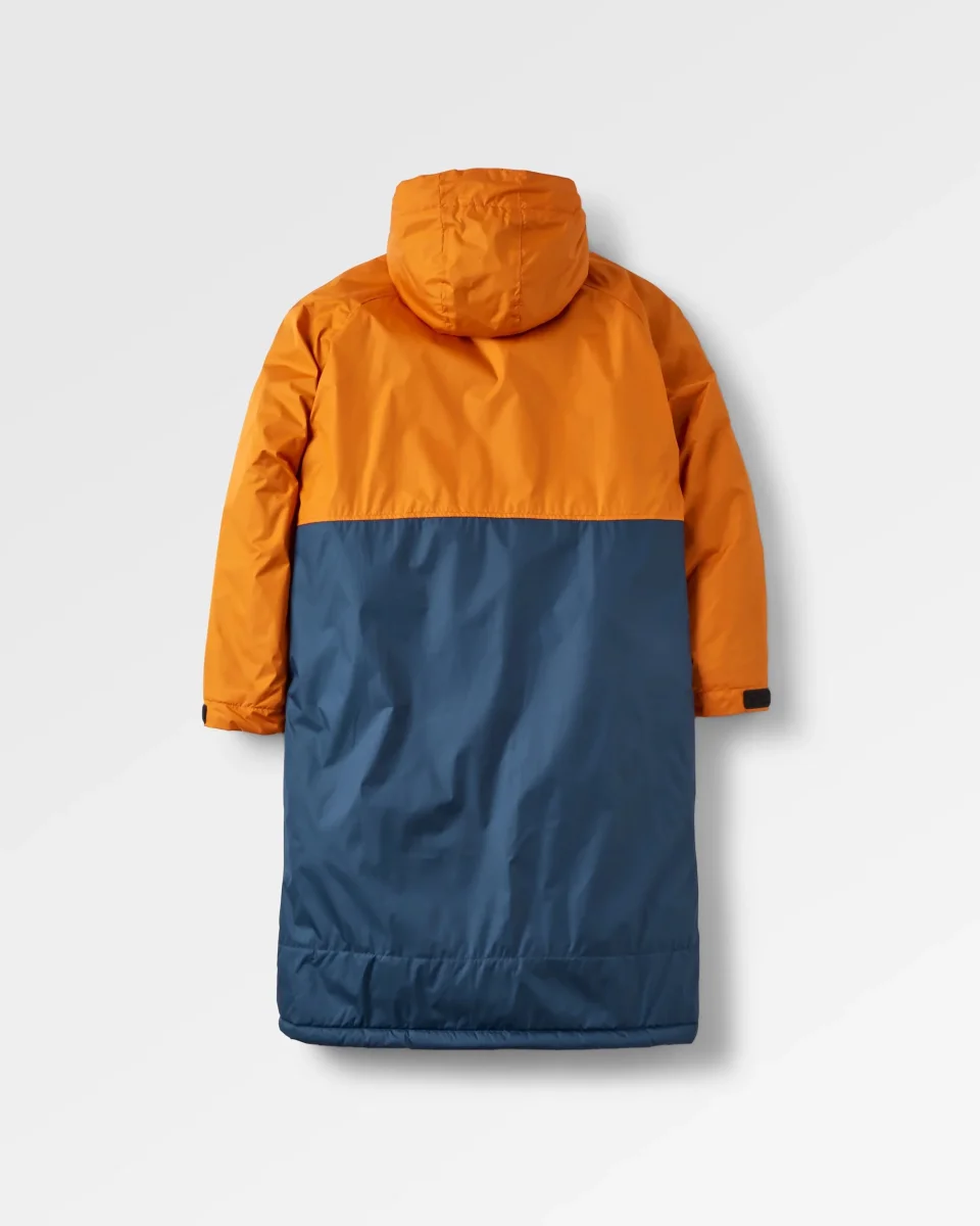Poncho de Surf Doublé en Sherpa Recyclé Waves - Orange Lever de Soleil/Bleu Marine – Image 6