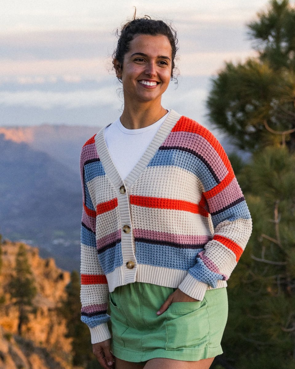 Cardigan Rayé en Maille Reflection - Multi Vintage White Stripe – Image 4