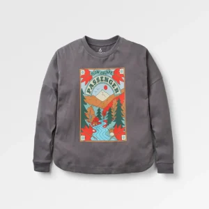 T-shirt manches longues en coton recyclé Rambling - Charcoal