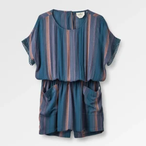 Robe-Combishort Clarity - Rayures Multicolores Denim Foncé