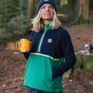 Polaire Recyclée à Carreaux Off Trail - Bleu Marine/Vert Lac