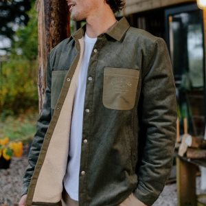 Surchemise en velours côtelé doublée Sherpa Kodiak - Olive Poussiéreux