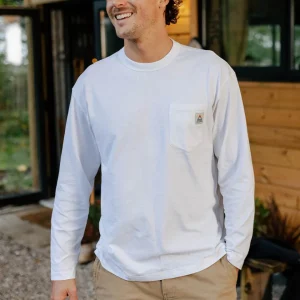 T-shirt à Manches Longues Coupe Décontractée Recyclé Heritage - Blanc