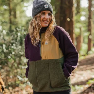 Polaire en Sherpa Recyclé Home - Mûre profonde/Kaki