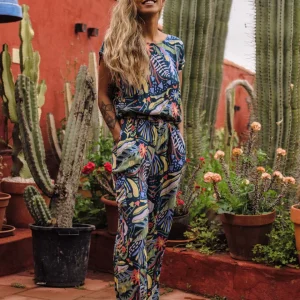 Combinaison Thimbleberry - Abstract Seaweed Tidal Blue