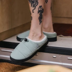 Chaussons doublés polaire pour femme - pistache