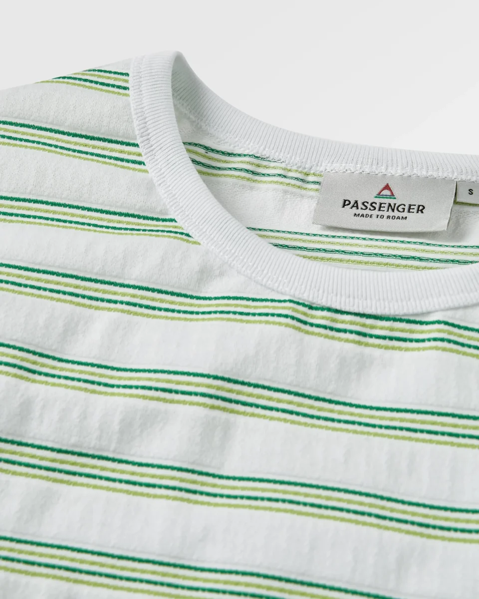 T-shirt en Coton Bio Retro Vibes - Rayures Multi Blanc/Vert – Image 3