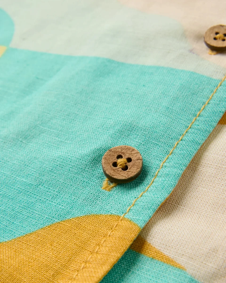 Chemise à manches courtes en lin Arden - Vista Patchwork Jaune – Image 4