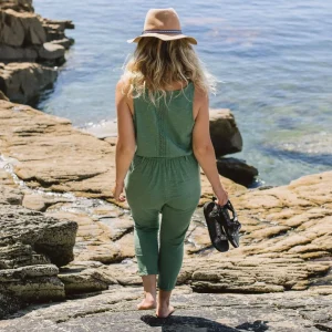 Combinaison en coton recyclé Eva - Lierre foncé