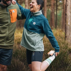 Polaire Recyclée à Carreaux Off Trail - Pistache/Denim Foncé