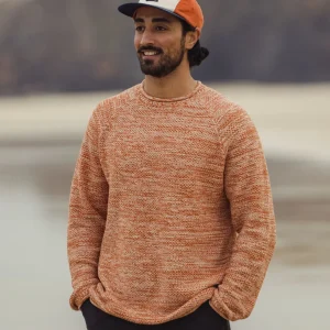 Pull en Maille Coton Bio Shore - Orange Coucher de Soleil