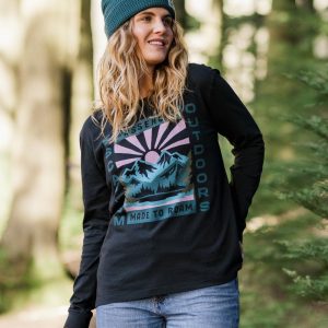 T-shirt à manches longues en coton recyclé Solitude - Noir