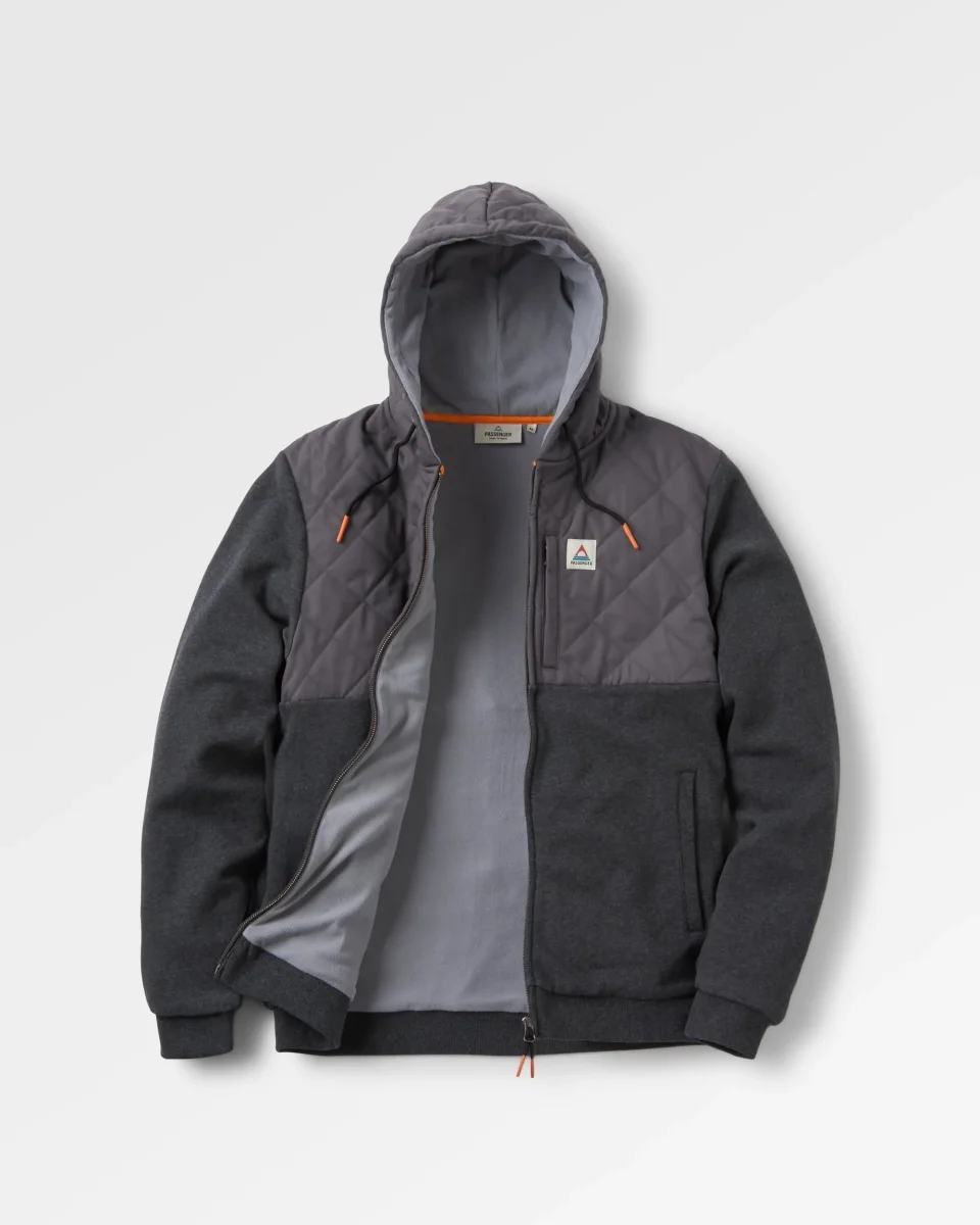 Hoodie à capuche zippé en coton bio - Charcoal Marl