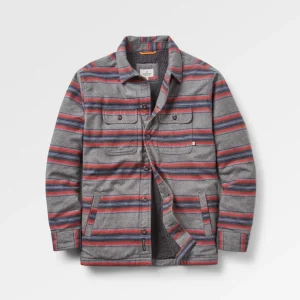 Surchemise Doublée Sherpa - Rayure Gris Chiné