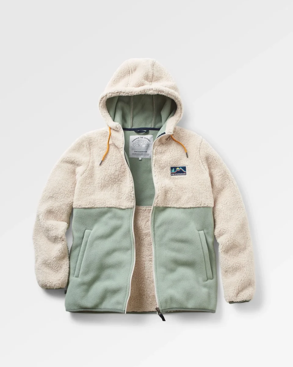 Veste sherpa en polaire recyclée doublée, blanc vintage – Image 2