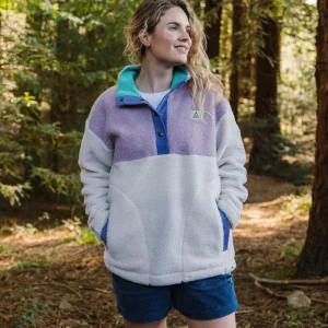 Polaire à Poils Longs en Sherpa Recyclée Create - Lilac Mist/Blanc Vintage