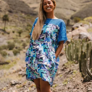 Robe de Plage en Lin Sono - Feuillage de Montagne Violet