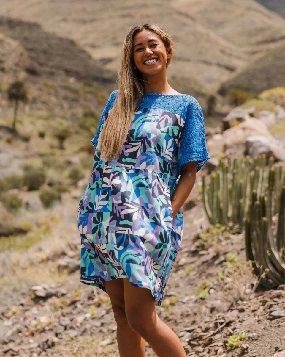 Robe de Plage en Lin Sono - Feuillage de Montagne Violet