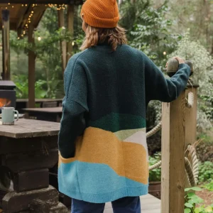 Cardigan long tricoté recyclé Scenic - Scenic Dark Fern