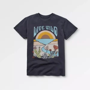 BdgFfvah9zk03lVB90O98BdeUyQ3EMPIgSzMvRGAVp8.jpgv1756672930 T-shirt en coton recyclé Live Wild - Noir