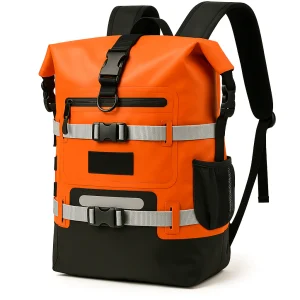Sac étanche orange IPX6 – Modulable de 20L à 40L, réglable H/L – Kayak, paddle, plongée, chasse